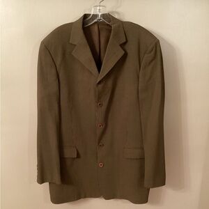 ZANETTI 100% WOOL SIZE 50R BROWN BLACK RIBBED 5 BUTTON BLAZER
